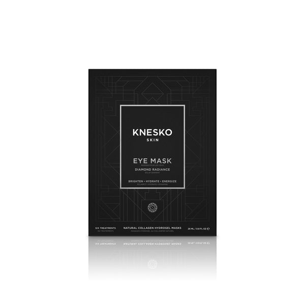 Black packaging of Diamond Radiance Eye Mask - 6 pack | Knesko featuring minimalist geometric design and branding, promoting skincare and wellness recovery.