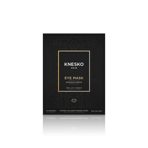 Packaging of Nanogold Repair Eye Mask - 6 pack | Knesko in black with gold and white text, promoting firming, lifting, and hydrating skincare benefits.
