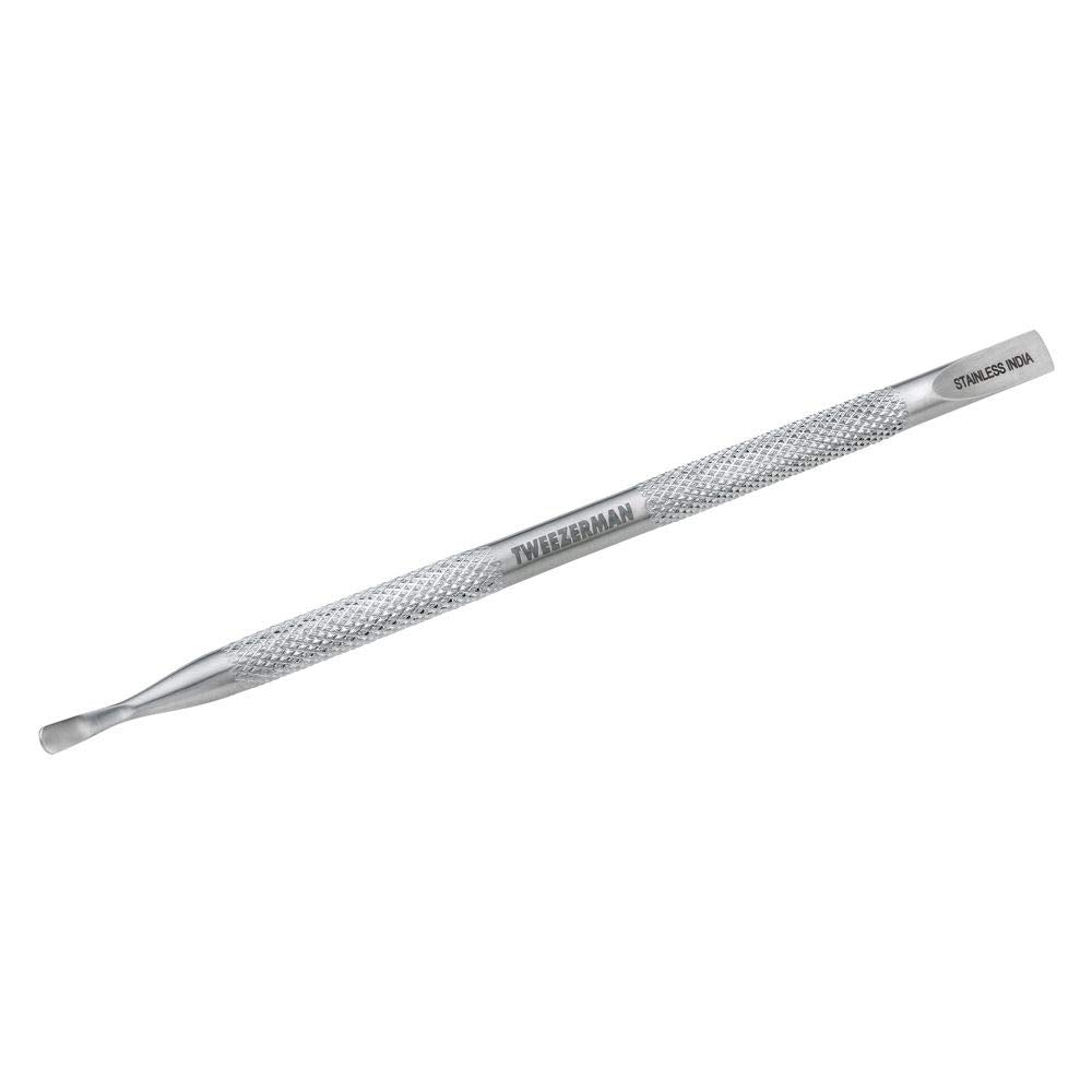 Pushy & Nail Cleaner | Tweezerman stainless steel nail tool with textured grip for precise cuticle pushing and nail cleaning in personal skincare and body care routines.