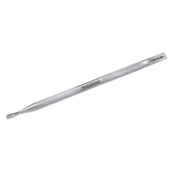 Pushy & Nail Cleaner | Tweezerman stainless steel nail tool with textured grip for precise cuticle pushing and nail cleaning in personal skincare and body care routines.