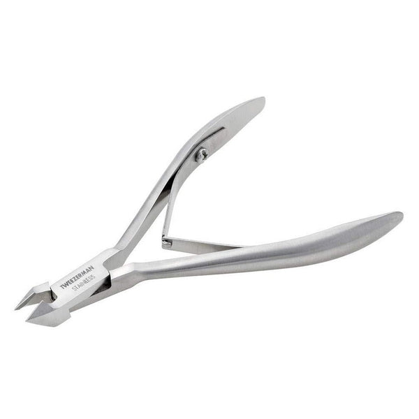Rockhard Cuticle Nipper | Tweezerman stainless steel tool designed for precise cuticle trimming and nail care in skincare routines.