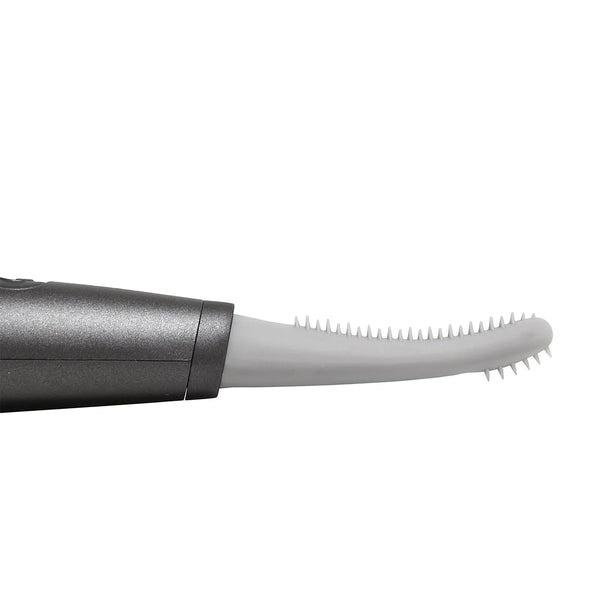 Deluxe Heated Eyelash Curler | Chella with a sleek, ergonomic design featuring a gentle curved silicone brush head for safe and effective eyelash curling and shaping.