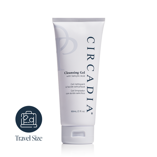 Tube of Cleansing Gel with Salicylic Acid | Circadia in travel size, designed for skincare and body care routines, featuring a clean white minimalist design.