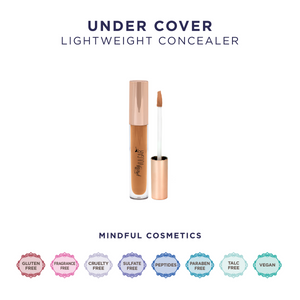 Under Cover Concealer | Pretty Vulgar lightweight concealer bottle with applicator wand, showcasing a natural skin tone shade and highlighting its mindful cosmetics qualities.