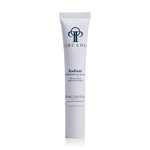 Tube of Radiant Brightening Serum (Formerly Bright White Serum) | Circadia displayed on a white background, skincare product for brightening and illuminating skin.
