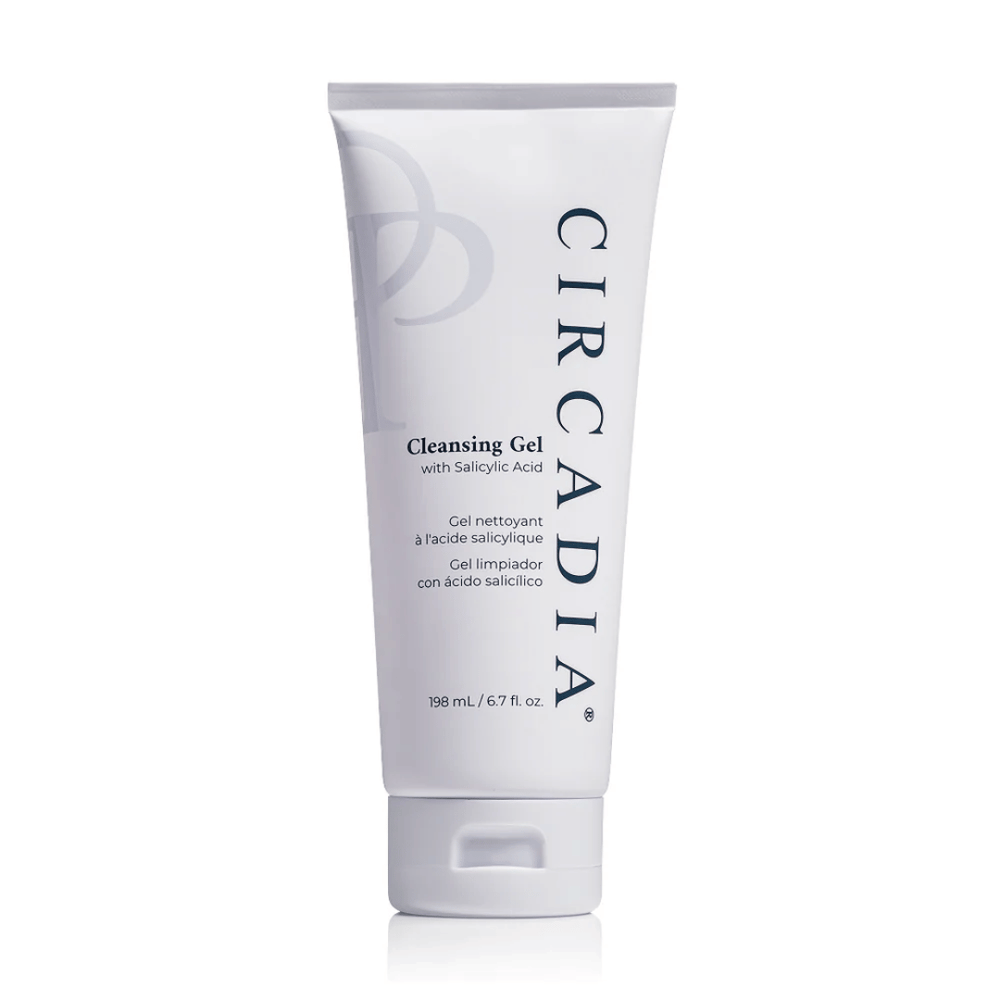 Tube of Cleansing Gel with Salicylic Acid | Circadia, a skincare product for gentle cleansing, displayed on a white background.
