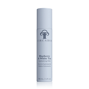 Sleek white bottle of Blueberry & White Tea Hydrating Mist | Circadia, a refreshing skincare mist designed to hydrate and revitalize the skin.