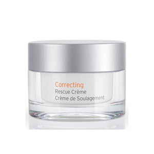 Jar of Correcting Rescue Creme | Kerstin Florian in clear glass container with silver lid, designed for skincare and body care wellness.