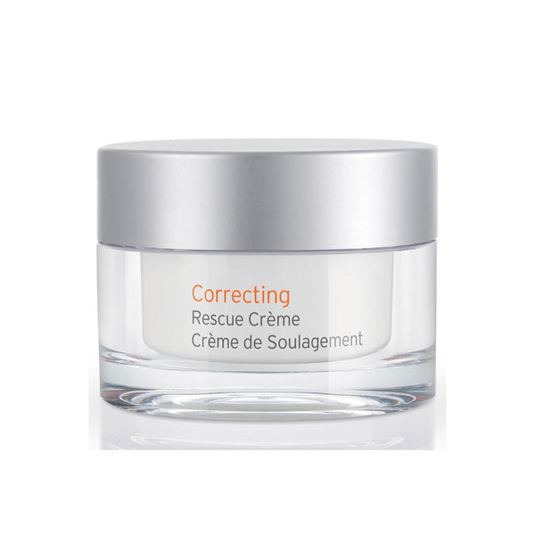 Jar of Correcting Rescue Creme | Kerstin Florian in clear glass container with silver lid, designed for skincare and body care wellness.