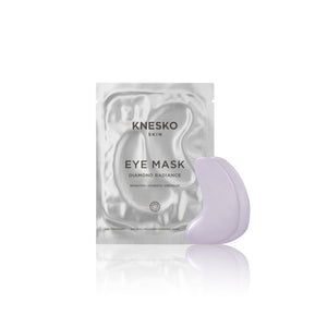 Diamond Radiance Eye Mask - 6 pack | Knesko featuring lavender-colored hydrogel patches and silver packaging designed for skincare hydration and revitalization.