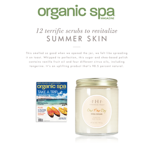 Jar of One Fine Day Flawless Face Polish | Farmhouse Fresh shea sugar face polish featured in Organic Spa magazine article about scrubs to revitalize summer skin with natural ingredients.