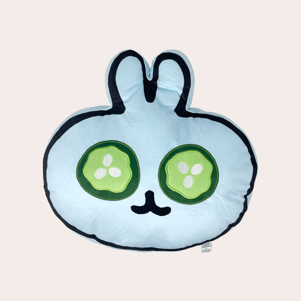 Spa Bunny Plushie | Lucky Owl designed as a soft bunny-shaped plush with cucumber slice details over the eyes, perfect for adding a playful touch to wellness and body care routines.