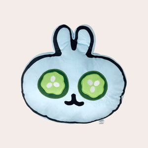 Spa Bunny Plushie | Lucky Owl designed as a soft bunny-shaped plush with cucumber slice details over the eyes, perfect for adding a playful touch to wellness and body care routines.