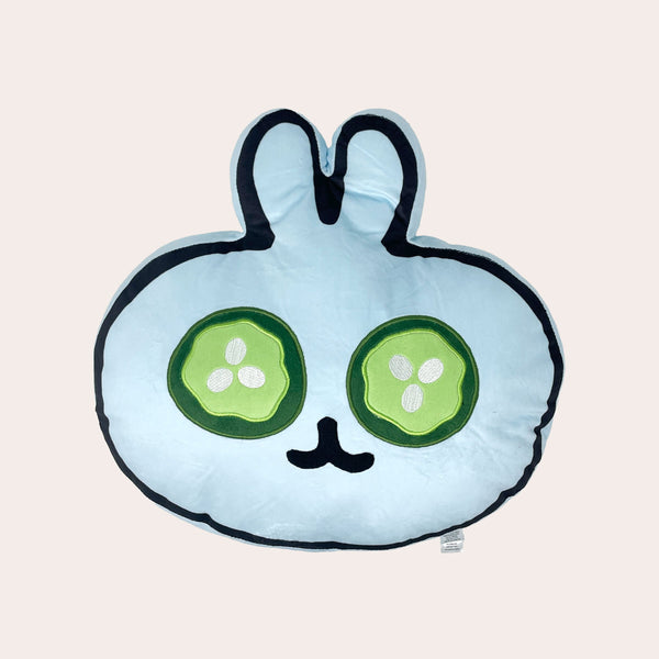 Spa Bunny Plushie | Lucky Owl designed as a soft bunny-shaped plush with cucumber slice details over the eyes, perfect for adding a playful touch to wellness and body care routines.