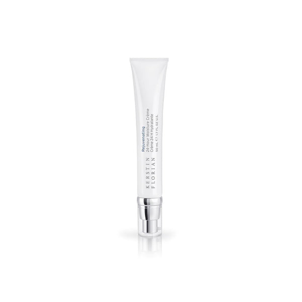 Sleek white tube of Rejuvenating 24-Hr. Moisture Creme | Kerstin Florian, a skincare product designed for deep hydration and long-lasting moisture.
