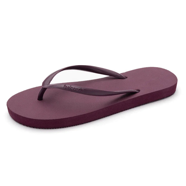 Slimz Core Sandals | Feelgoodz in a deep sangria color, featuring a simple and comfortable flip-flop design with a textured footbed and slender straps.