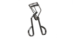 Silver metal eyelash curler with black rubberized handles, designed for precise curling of lashes, Pro Master Lash Curler | Tweezerman.