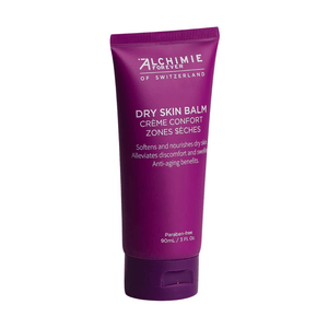 A purple tube of Dry Skin Balm | Alchimie Forever designed to soften and nourish dry skin, alleviate discomfort, and provide anti-aging benefits in skincare.