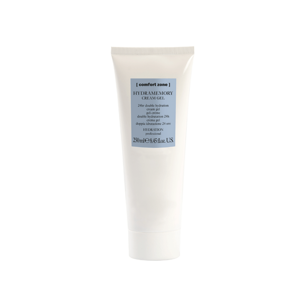 Hydramemory Cream Gel Professional | [ comfort zone ] in a white tube with blue label, designed for 24-hour hydration in skincare routines.