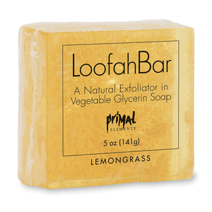 Loofah Bar Soaps 5.0 oz. | Primal Elements natural exfoliating soap with vegetable glycerin and lemongrass scent for gentle skincare and body care wellness.