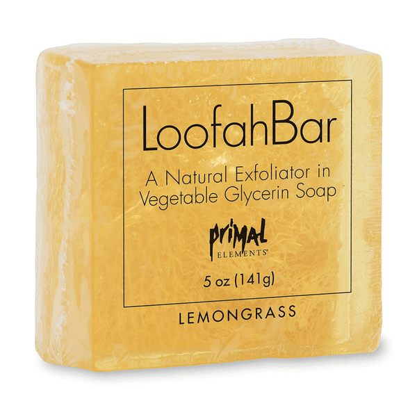 Loofah Bar Soaps 5.0 oz. | Primal Elements natural exfoliating soap with vegetable glycerin and lemongrass scent for gentle skincare and body care wellness.