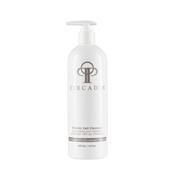 Bottle of Vitamin Veil Cleanser (Professional) | Circadia, a skincare product with pump dispenser for gentle cleansing and professional skincare use.