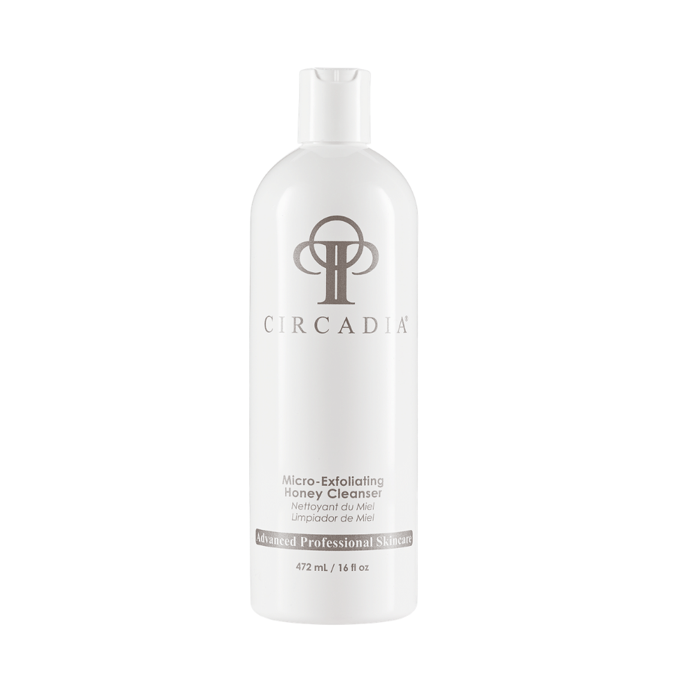 White bottle of Micro-Exfoliating Honey Cleanser ( (Professional - Backbar) | Circadia skincare product with minimalist design for professional skincare use.