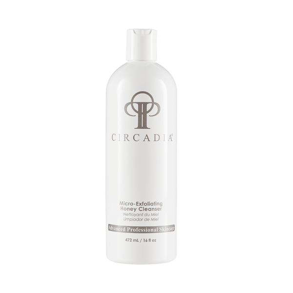 White bottle of Micro-Exfoliating Honey Cleanser ( (Professional - Backbar) | Circadia skincare product with minimalist design for professional skincare use.