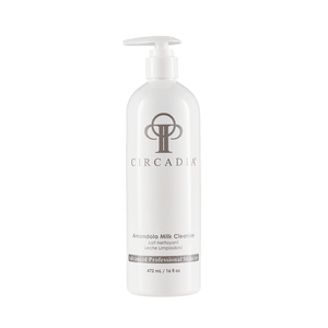 A white pump bottle of Amandola Milk Cleanser (Professional) | Circadia, a skincare product designed for gentle and effective cleansing in professional skin care routines.