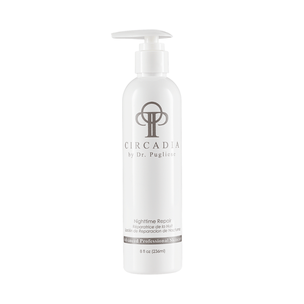 White pump bottle of Nighttime Repair (Professional) | Circadia skincare product designed for advanced skin recovery and repair during night hours.