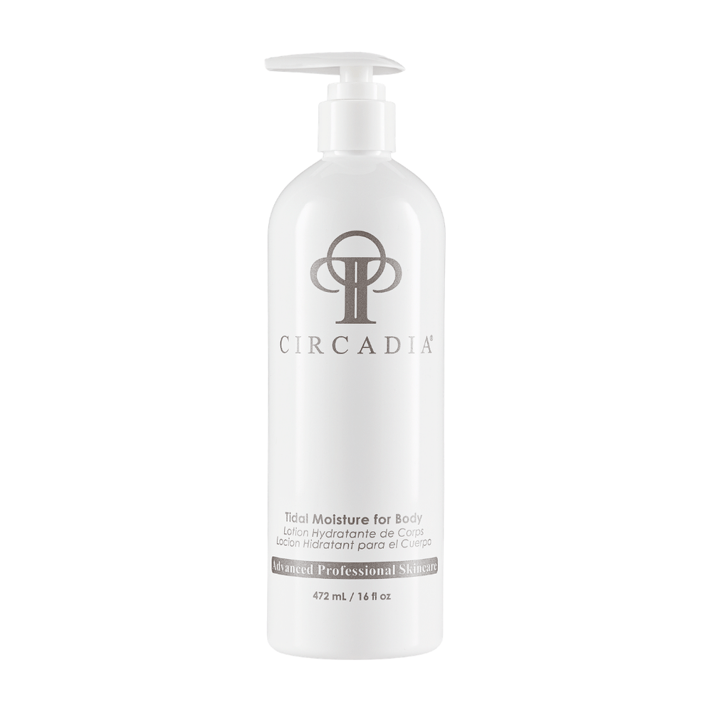 Bottle of Tidal Moisture for Body (Professional) | Circadia body lotion with a pump dispenser, designed for professional skincare and hydration.