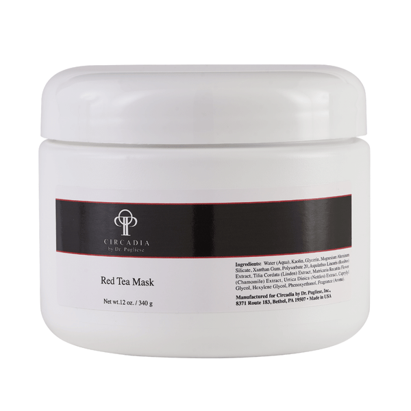 White jar container of Red Tea Mask (Professional) | Circadia with black and white label displaying ingredients and product information suitable for skincare and wellness use.