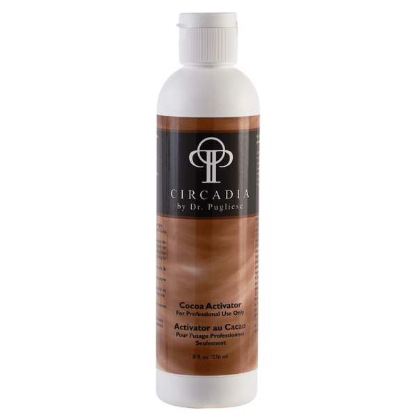 Bottle of Cocoa Enzyme Set (Professional) | Circadia skincare product with brown label designed for professional use in wellness and spa treatments.