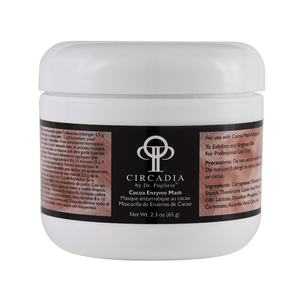 White jar container of Cocoa Enzyme Set (Professional) | Circadia skincare product featuring label with usage instructions and ingredients for professional exfoliation and skin care.