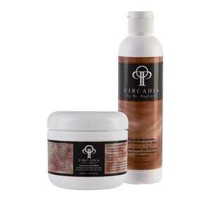Cocoa Enzyme Set (Professional) | Circadia featuring a white jar and bottle with brown labels, designed for skincare and professional spa use.