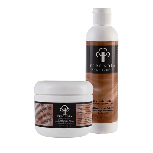 Cocoa Enzyme Set (Professional) | Circadia featuring a white jar and bottle with brown labels, designed for skincare and professional spa use.