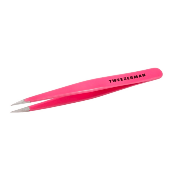 Pretty In Pink Point Tweezer | Tweezerman in bright pink with precision tips for flawless eyebrow grooming and skincare beauty routines.