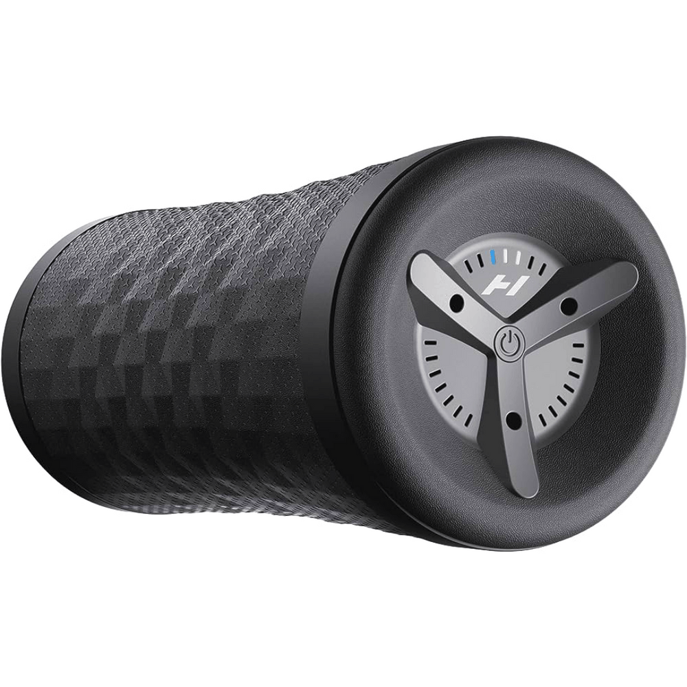 Vyper 3 | Hyperice black textured vibrating foam roller with a three-spoke central control panel designed for muscle recovery and wellness.
