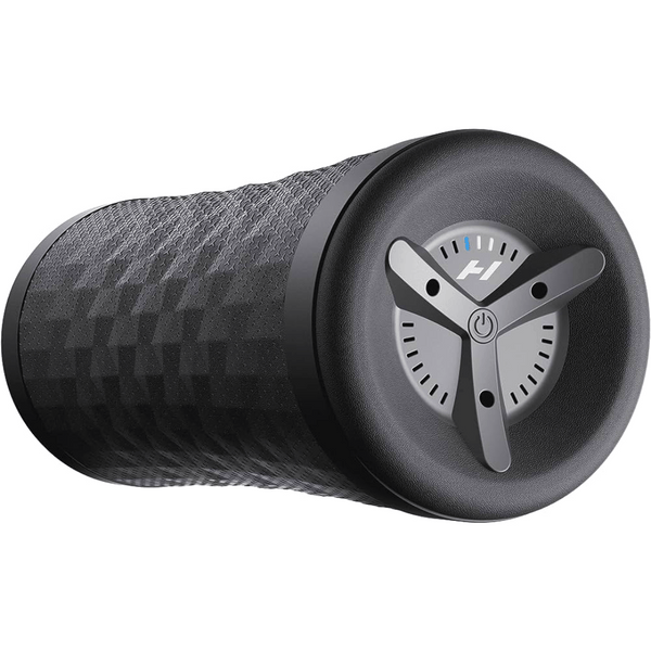 Vyper 3 | Hyperice black textured vibrating foam roller with a three-spoke central control panel designed for muscle recovery and wellness.