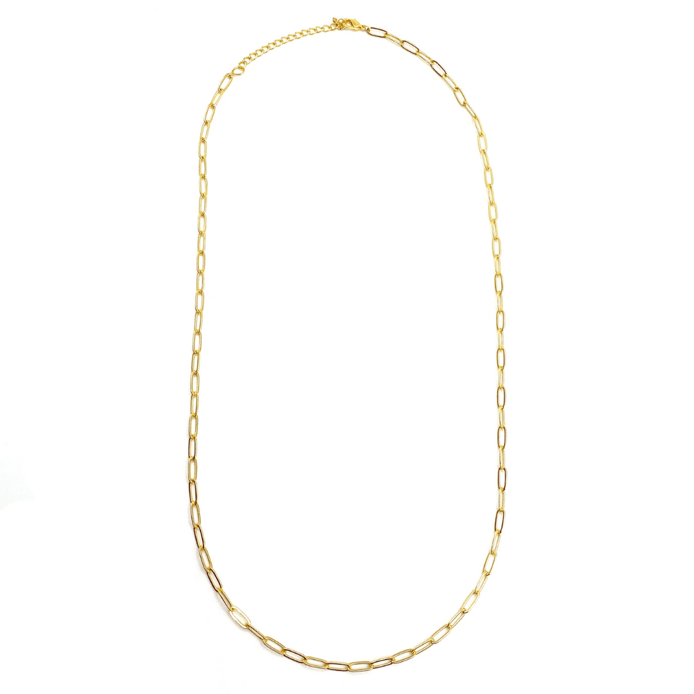 Swing Paperclip Necklace - silver tone | Purpose Jewelry featuring elongated oval links with a sleek and modern design in a polished silver tone finish.