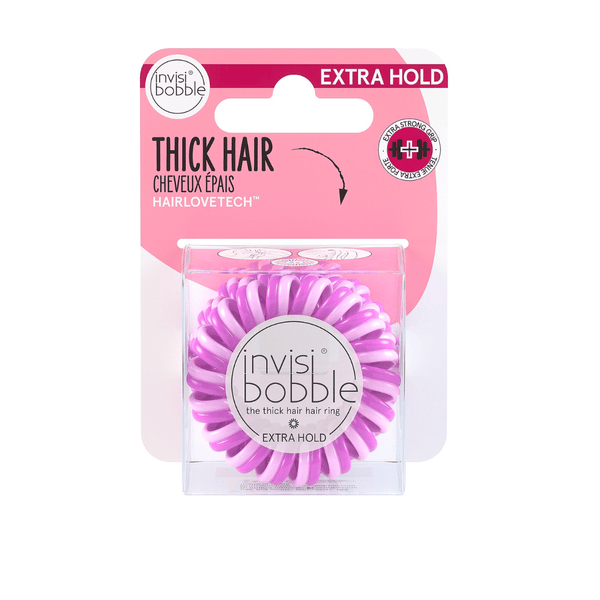 The Secret Purple | invisibobble thick hair ring with extra hold designed for strong grip on thick hair, featuring HairLoveTech technology in vibrant purple color.