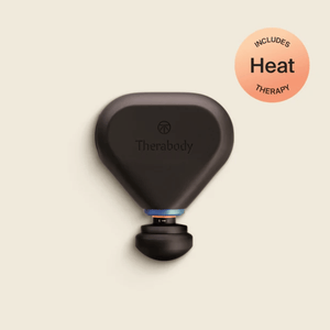 Theragun Mini Plus | Therabody recovery tool in black, designed for targeted muscle relief and including heat therapy for enhanced wellness care.