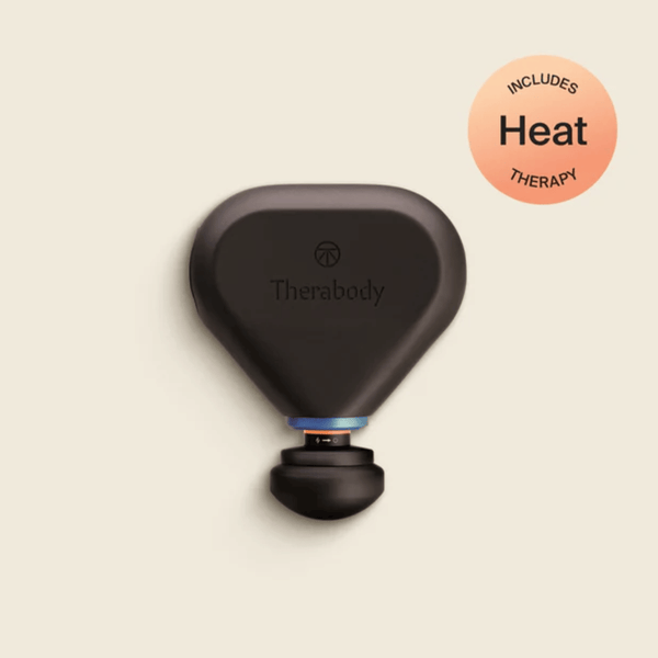 Theragun Mini Plus | Therabody recovery tool in black, designed for targeted muscle relief and including heat therapy for enhanced wellness care.