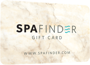 Spafinder Physical Gift Card - $100 with a marble background and minimalist branding, promoting wellness experiences like skincare and body care through Live Love Spa.